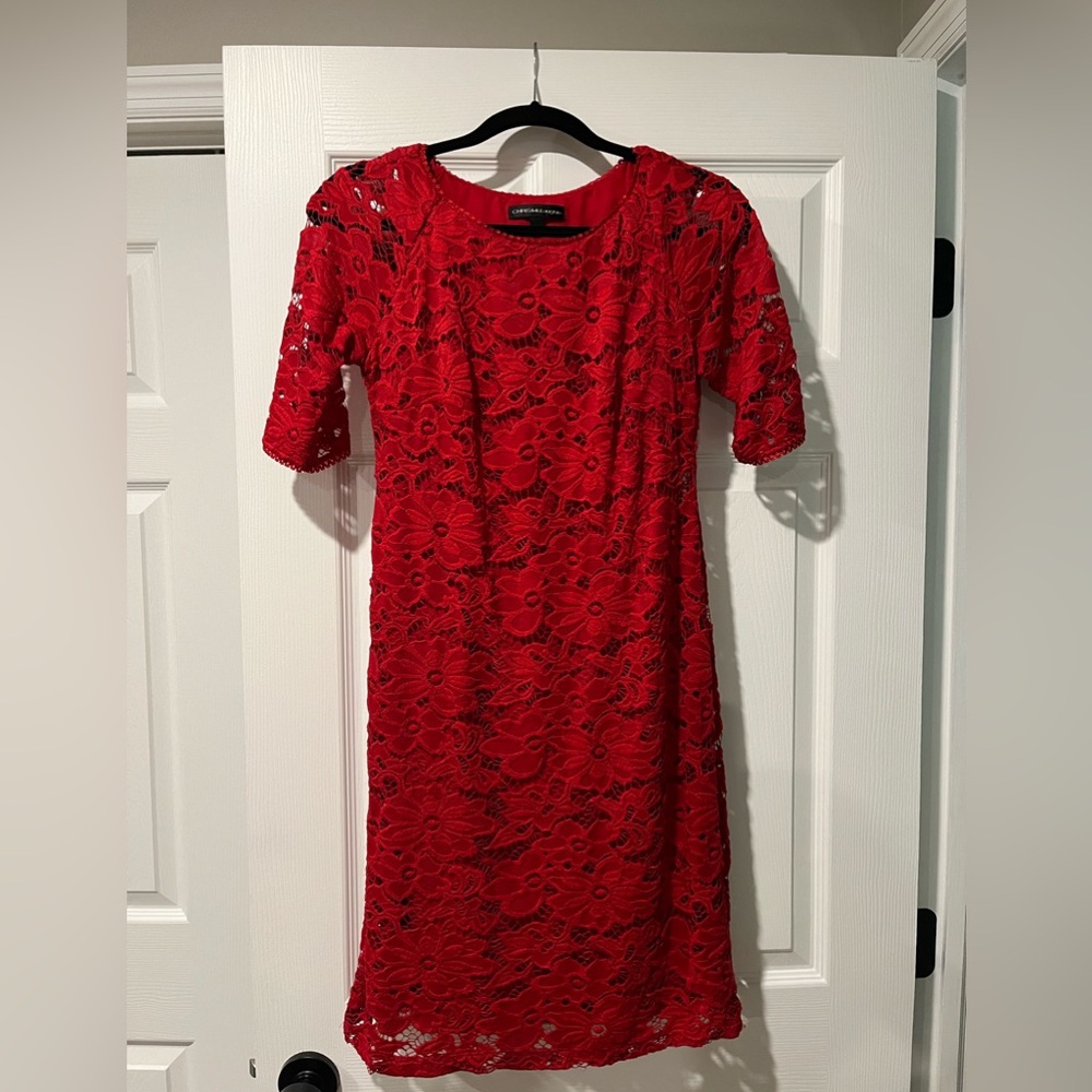 Pretty red lace shift dress. Used, but never worn by me.